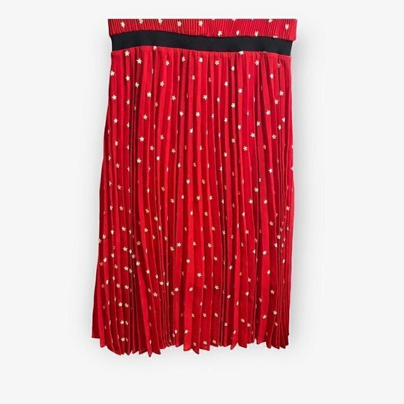 NWT MAJE Relina Flower-Embroidered Pleated Mini Dress in Red, Size 38FR - Picture 7 of 16